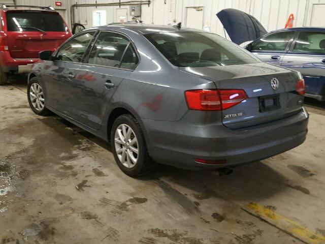 3VWD17AJ2FM267092 - 2015 VOLKSWAGEN JETTA SE GRAY photo 3