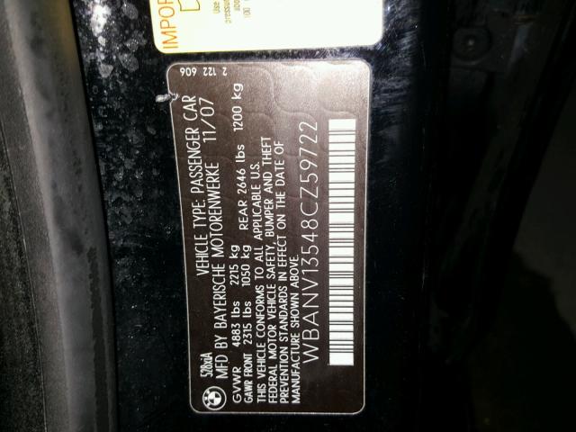 WBANV13548CZ59722 - 2008 BMW 528 XI BLACK photo 10