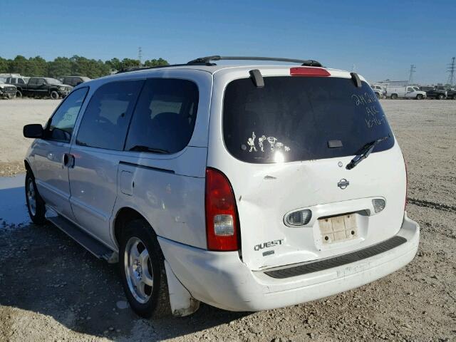 4N2ZN16T91D802392 - 2001 NISSAN QUEST SE WHITE photo 3