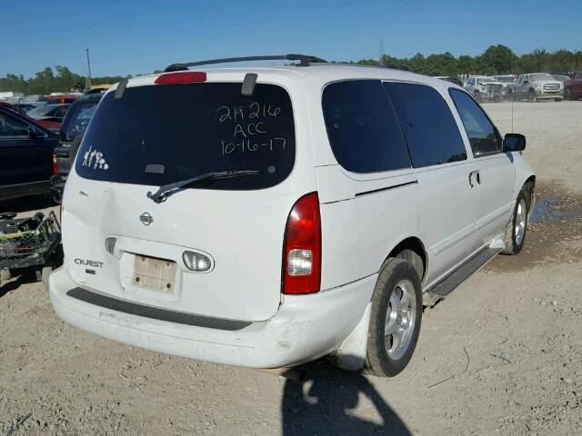 4N2ZN16T91D802392 - 2001 NISSAN QUEST SE WHITE photo 4