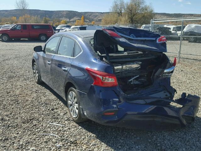 3N1AB7AP4GY289244 - 2016 NISSAN SENTRA S BLUE photo 3