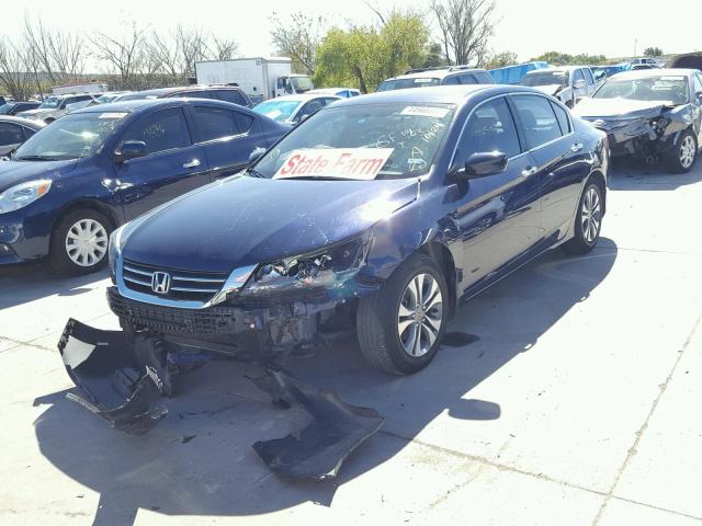 1HGCR2F34EA215044 - 2014 HONDA ACCORD LX BLUE photo 2