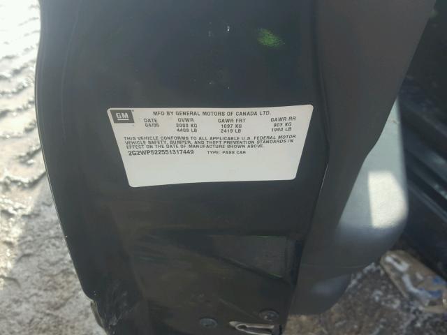 2G2WP522551317449 - 2005 PONTIAC GRAND PRIX Чорний фото 10