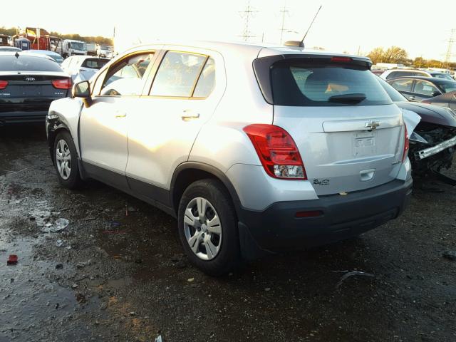 3GNCJKSB2FL256776 - 2015 CHEVROLET TRAX LS SILVER photo 3