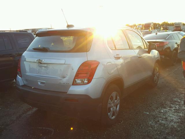 3GNCJKSB2FL256776 - 2015 CHEVROLET TRAX LS SILVER photo 4