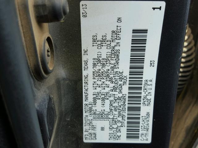 5TFUM5F18DX046093 - 2013 TOYOTA TUNDRA DOU CHARCOAL photo 10