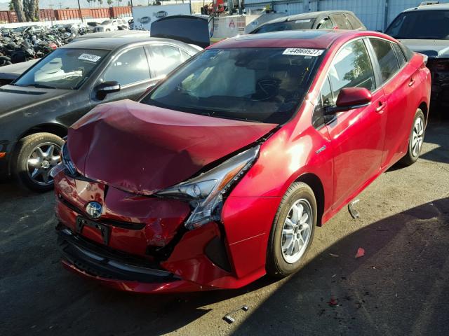 JTDKARFU5G3510471 - 2016 TOYOTA PRIUS RED photo 2