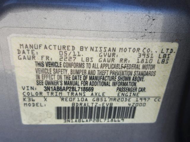 3N1AB6AP2BL718669 - 2011 NISSAN SENTRA 2.0 GRAY photo 10