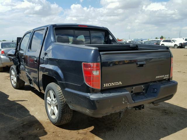 5FPYK1F56BB452780 - 2011 HONDA RIDGELINE BLACK photo 3