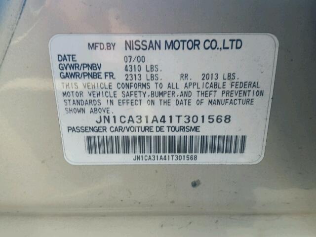 JN1CA31A41T301568 - 2001 NISSAN MAXIMA GXE CREAM photo 10