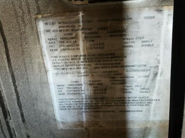 1RF42464252034958 - 2005 ROADMASTER RAIL MONOCOQUE BROWN photo 10