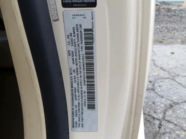 3VWPW31C96M407812 - 2006 VOLKSWAGEN NEW BEETLE 奶油色 照片 10