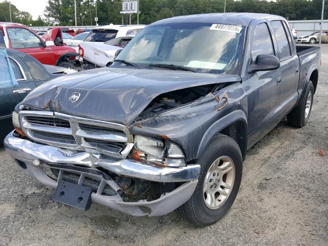 1D7HL48N64S524559 - 2004 DODGE DAKOTA QUA GRAY photo 2