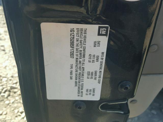 1G1ZT52885F172837 - 2005 CHEVROLET MALIBU LS أسود صورة 10