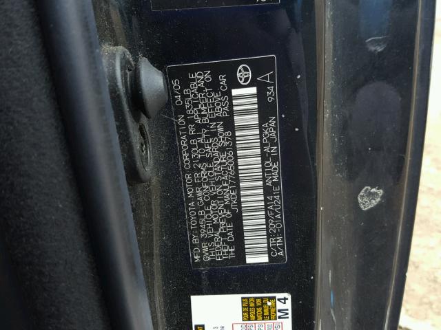 JTKDE177650061378 - 2005 TOYOTA SCION TC 黑色 照片 10