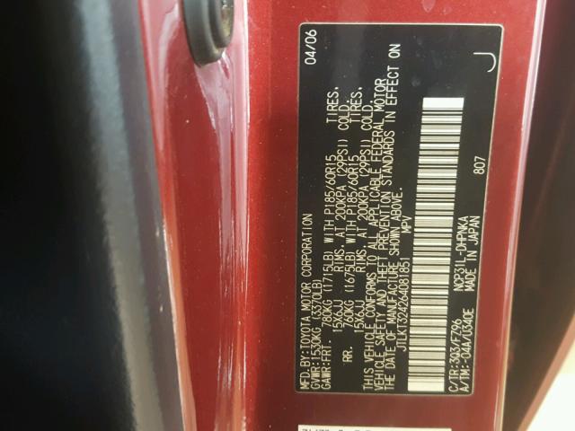 JTLKT324264081851 - 2006 TOYOTA SCION XB Granate foto 10