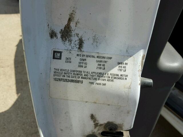 1G2NF52E24M669819 - 2004 PONTIAC GRAND AM S თეთრი ფოტო 10