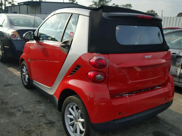 WMEEK31X88K117906 - 2008 SMART FORTWO RED photo 3
