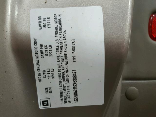 1G3NG52M9X6338471 - 1999 OLDSMOBILE CUTLASS GL 棕色 照片 10