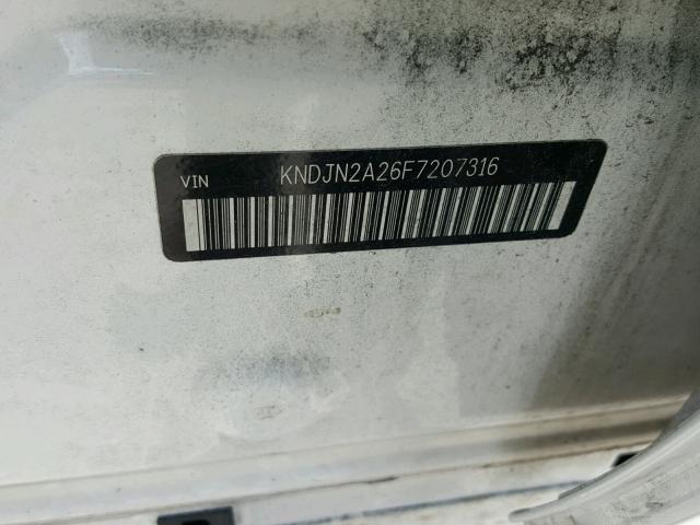 KNDJN2A26F7207316 - 2015 KIA SOUL WHITE photo 10