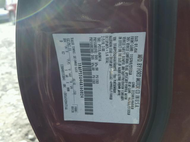 1FAFP55U44A160824 - 2004 FORD TAURUS SES BURGUNDY photo 10