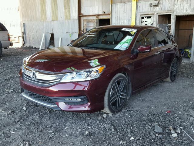 1HGCR2F53HA015407 - 2017 HONDA ACCORD BURGUNDY photo 2