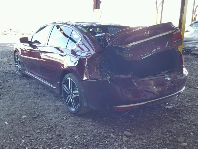 1HGCR2F53HA015407 - 2017 HONDA ACCORD BURGUNDY photo 3