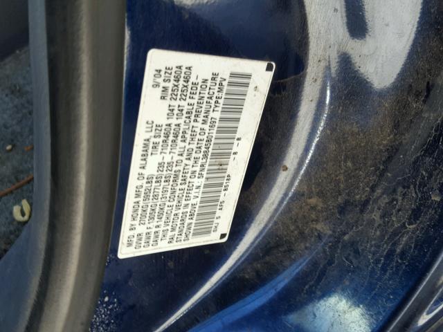 5FNRL38845B011697 - 2005 HONDA ODYSSEY BLUE photo 10