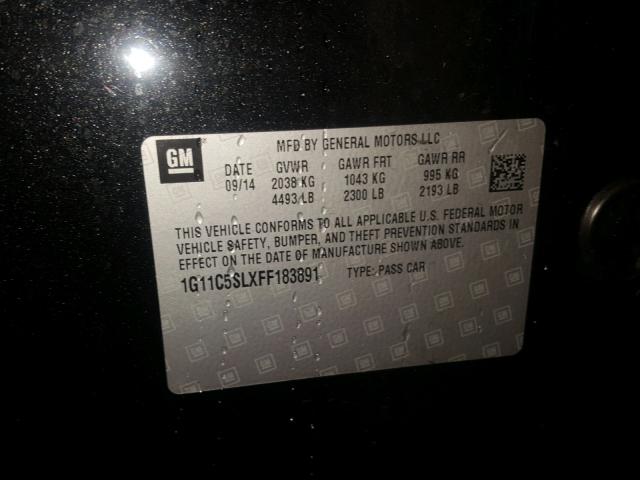 1G11C5SLXFF183891 - 2015 CHEVROLET MALIBU 1LT BLACK photo 10