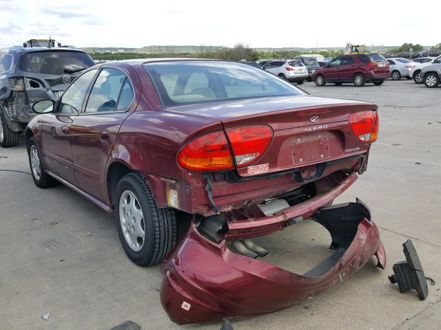 1G3NK52FX3C162607 - 2003 OLDSMOBILE ALERO GX RED photo 3