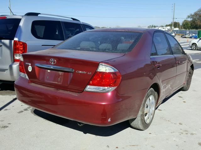 4T1BE32K55U076481 - 2005 TOYOTA CAMRY LE მუქწითელი ფოტო 4