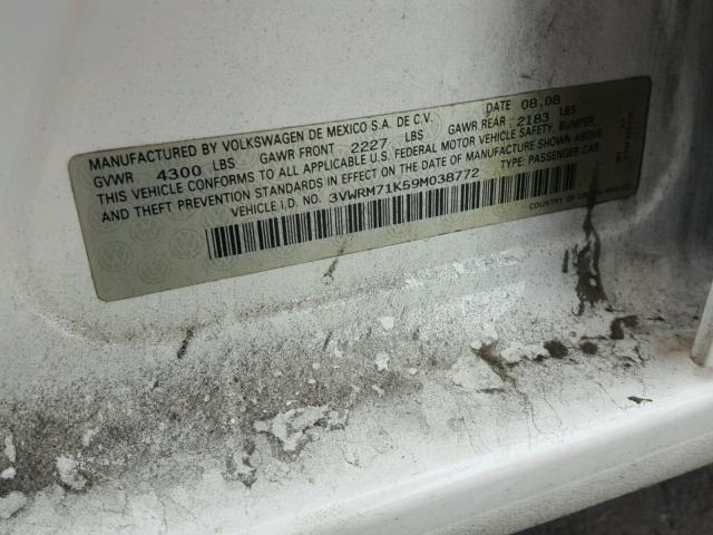 3VWRM71K59M038772 - 2009 VOLKSWAGEN JETTA SE Ağ foto 10