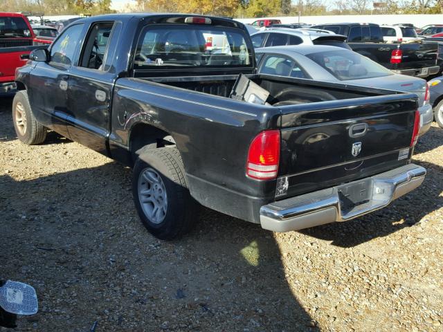 1B7HL2ANX1S254854 - 2001 DODGE DAKOTA BLACK photo 3