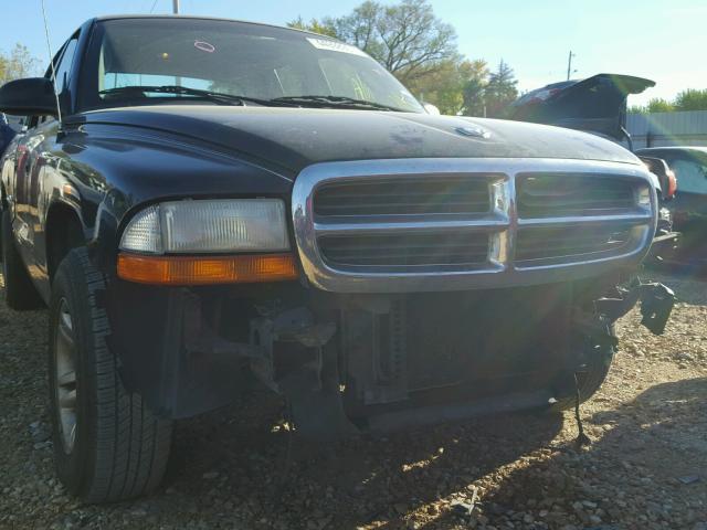 1B7HL2ANX1S254854 - 2001 DODGE DAKOTA BLACK photo 9