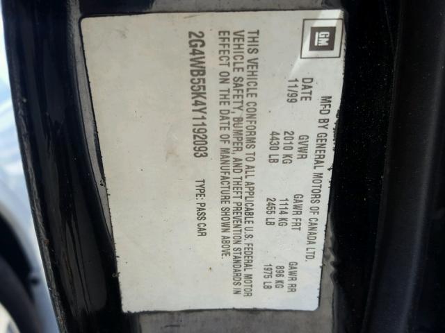 2G4WB55K4Y1192093 - 2000 BUICK REGAL 黑色 照片 10