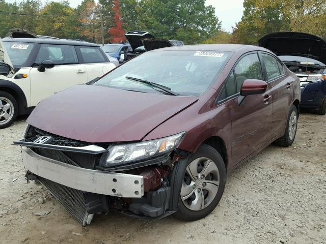 2HGFB2F51EH539959 - 2014 HONDA CIVIC LX MAROON photo 2