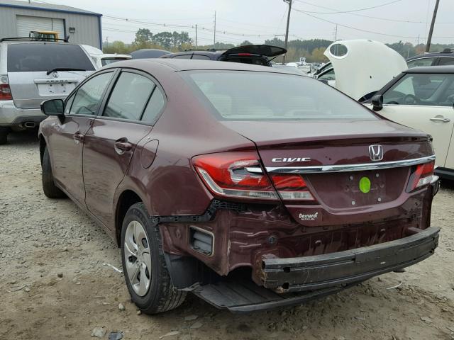 2HGFB2F51EH539959 - 2014 HONDA CIVIC LX MAROON photo 3