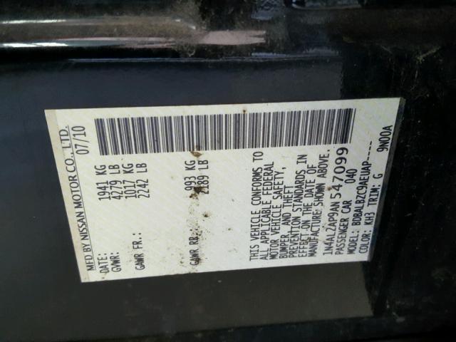 1N4AL2AP9AN547099 - 2010 NISSAN ALTIMA BAS BLACK photo 10