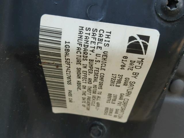 1G8AL52F74Z170765 - 2004 SATURN ION LEVEL GRAY photo 10