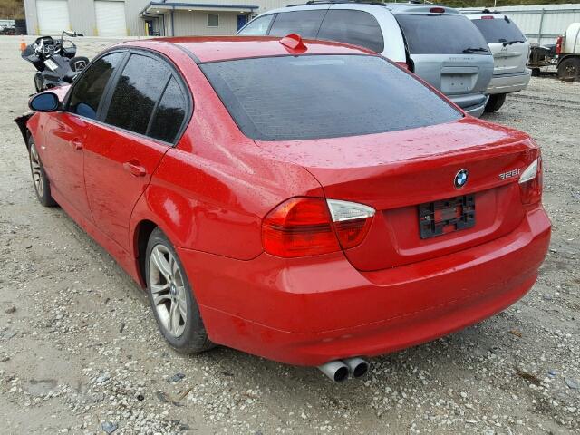 WBAVA37518NL17853 - 2008 BMW 328 I RED photo 3