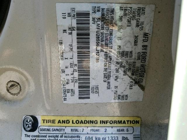 5LMFU28556LJ12786 - 2006 LINCOLN NAVIGATOR Кремовый фото 10