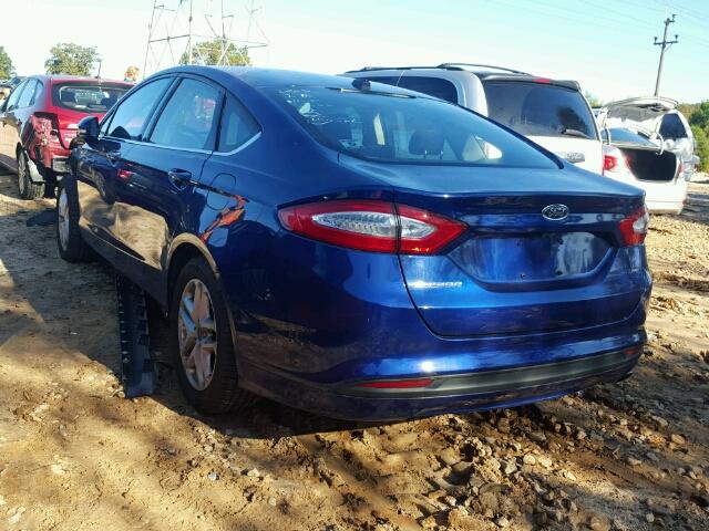 1FA6P0H73G5134155 - 2016 FORD FUSION BLUE photo 3