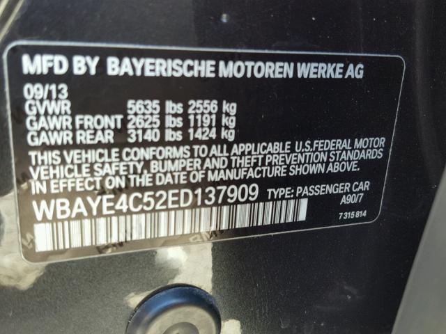 WBAYE4C52ED137909 - 2014 BMW 740 BLACK photo 10