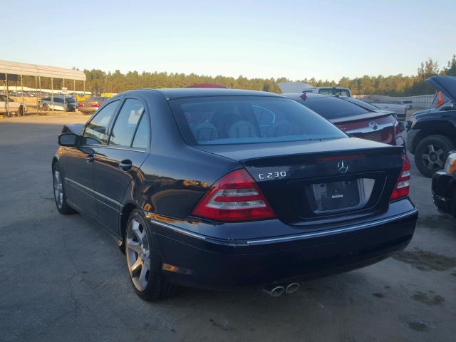 WDBRF52H57F916765 - 2007 MERCEDES-BENZ C 230 BLUE photo 3