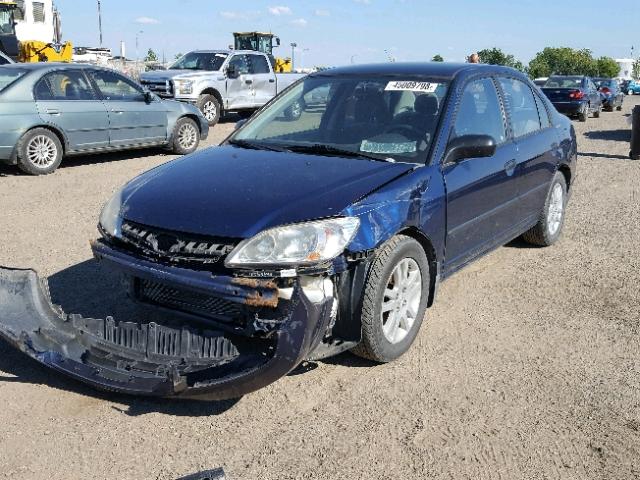 2HGES15355H016272 - 2005 HONDA CIVIC DX V BLUE photo 2