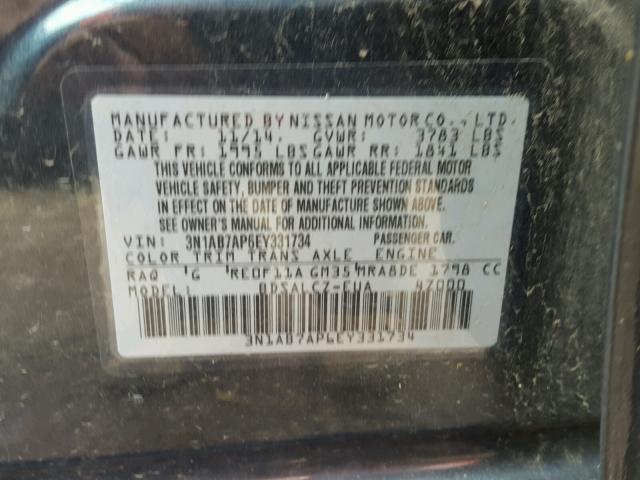 3N1AB7AP6EY331734 - 2014 NISSAN SENTRA S BLUE photo 10