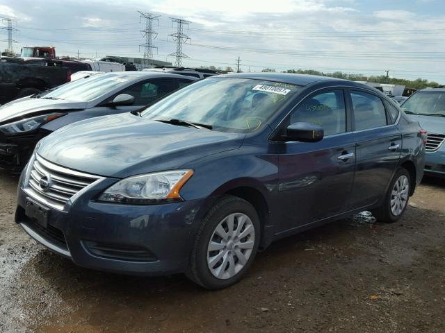 3N1AB7AP6EY331734 - 2014 NISSAN SENTRA S BLUE photo 2