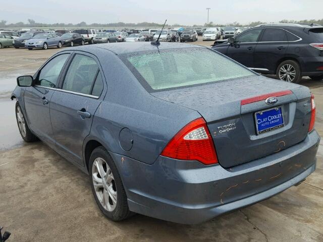 3FAHP0HA2CR214221 - 2012 FORD FUSION SE BLUE photo 3