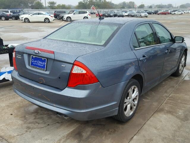 3FAHP0HA2CR214221 - 2012 FORD FUSION SE BLUE photo 4