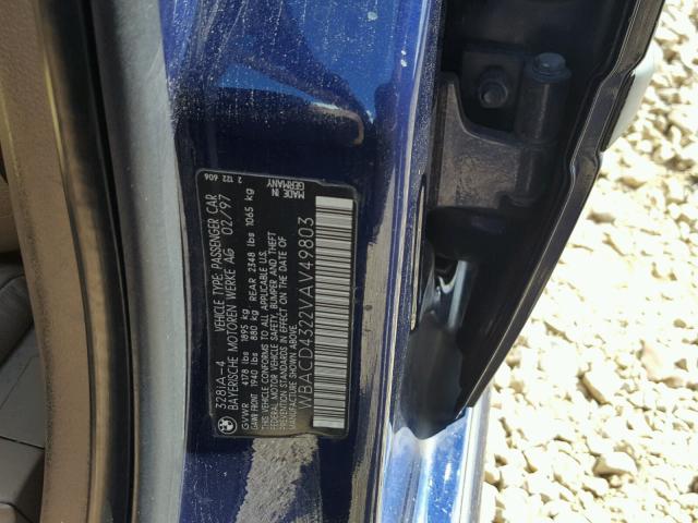WBACD4322VAV49803 - 1997 BMW 328 I AUTO BLUE photo 10